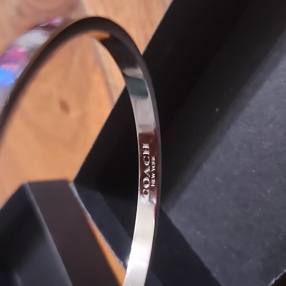 Coach Pink Signature Enamel Bangle Bracelet - Picture 7 of 8